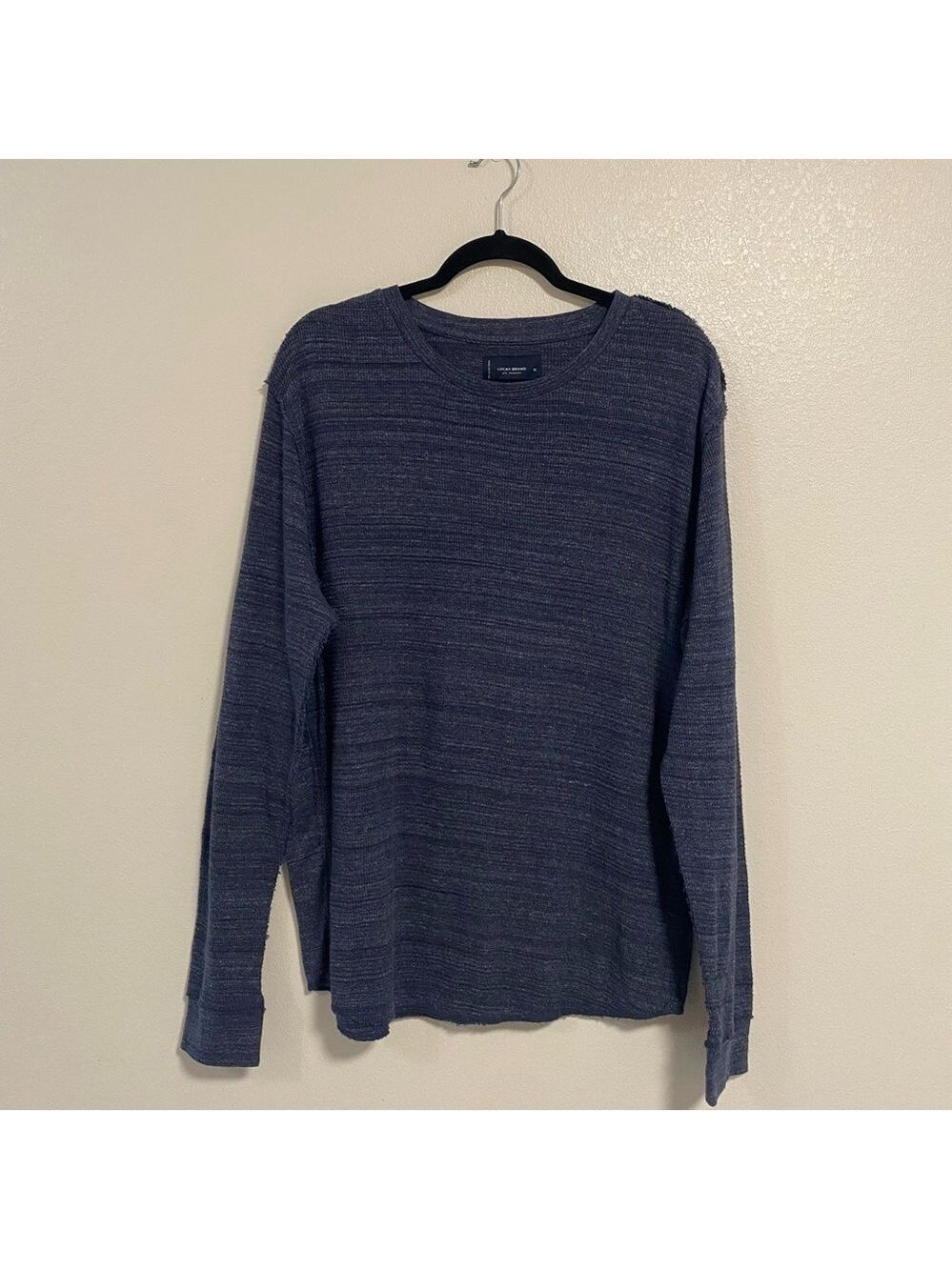 Lucky Brand Sweater Men’s Size XL Navy Textured 100% cotton Knit Sweater Top NWT